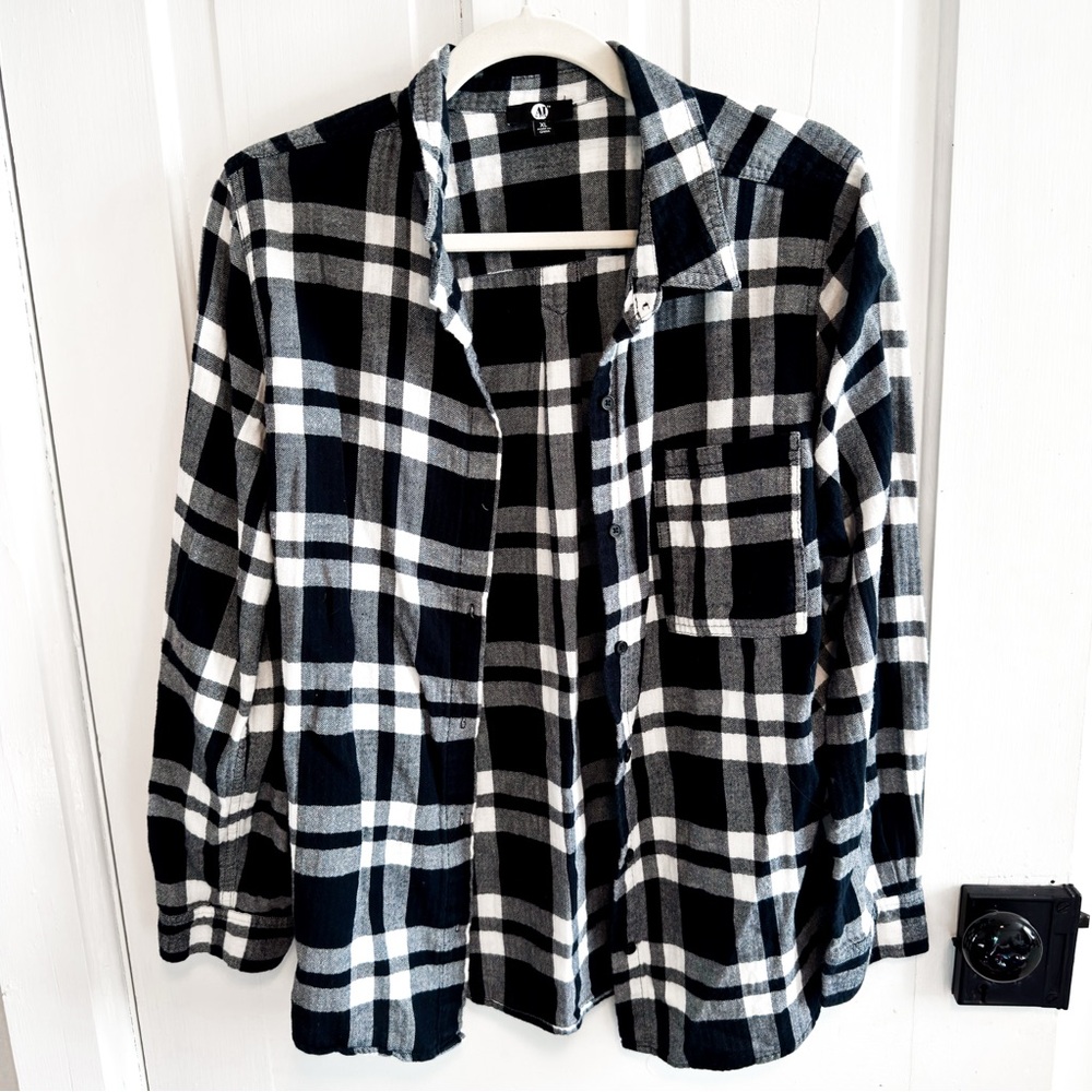 A&I Black and White Plaid Women's Button Down Shirt